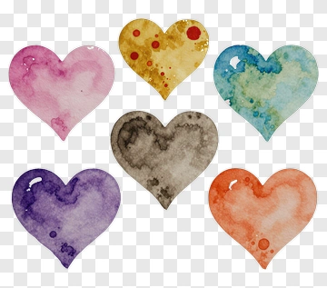 Colorful Watercolor Hearts PNG