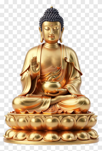 Golden Buddha Statue Holding A Bowl PNG