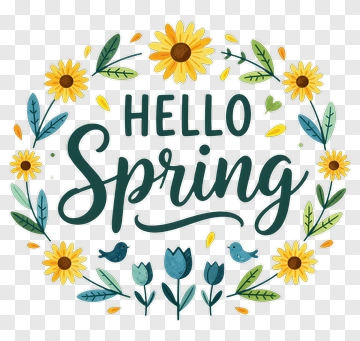 Hello Spring Floral Design PNG