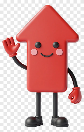 Cartoon Red Arrow Character Waving PNG