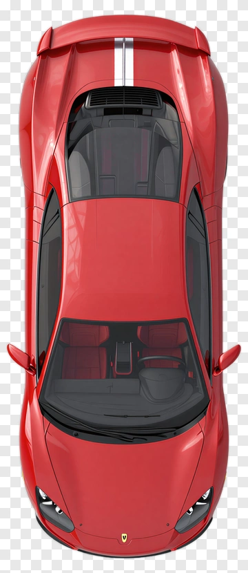 Red Sports Car With White Stripes PNG
