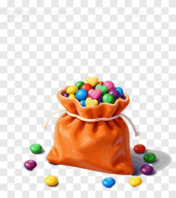Candy Bag Filled With Colorful Sweets PNG