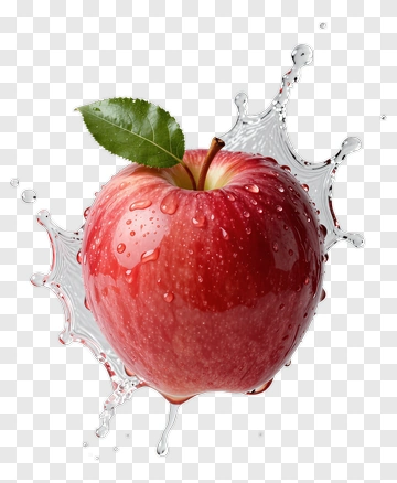 Red Apple With Water Splash PNG