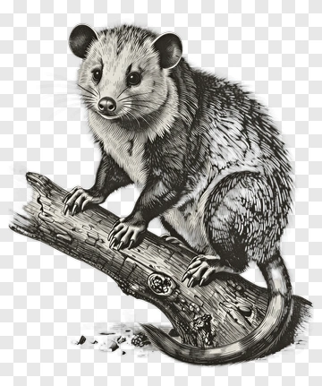 Detailed Illustration Of A Possum On A Branch PNG