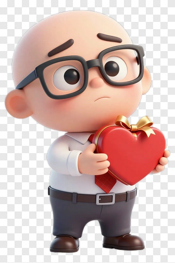 Cartoon Boy Holding A Heart Gift PNG