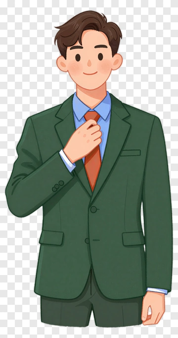 Cartoon Businessman Adjusting His Tie PNG
