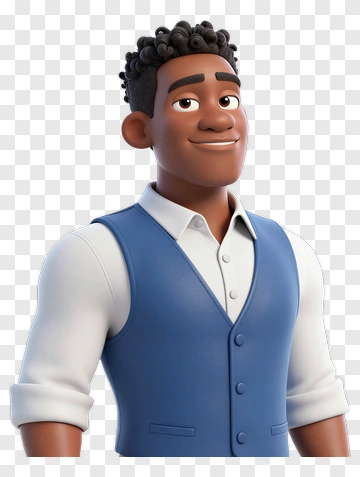 Cartoon Man In Blue Vest PNG