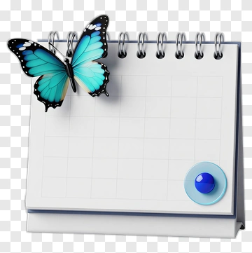 Butterfly On A Blank Calendar PNG