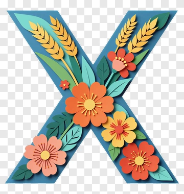 Colorful Paper Cut Flower Arrangement In X Shape PNG