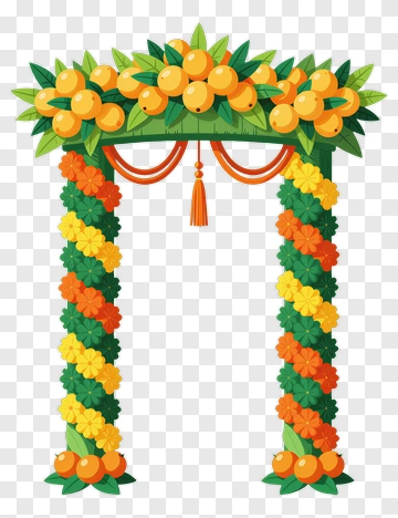 Floral Archway With Oranges And Flowers PNG