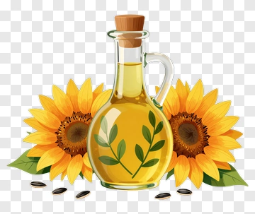 Sunflower Oil Bottle With Sunflowers PNG