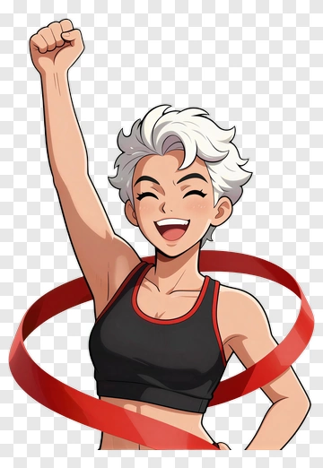 Happy Athlete Celebrating With A Ribbon PNG