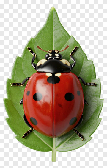 3D Ladybug On A Leaf PNG