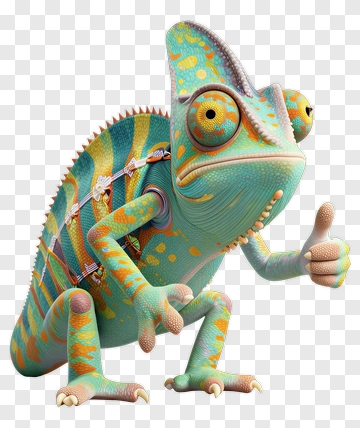3D Chameleon Giving A Thumbs Up PNG