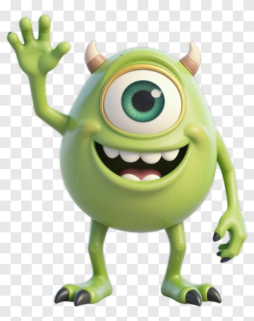 Cartoon Monster Waving Hello PNG