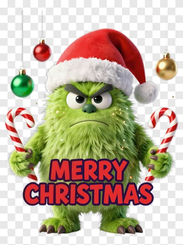 Christmas Monster Holding Candy Canes PNG