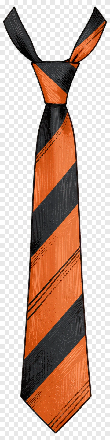 Orange And Black Striped Tie PNG
