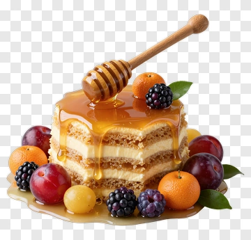 Honey Cake With Fresh Fruits PNG