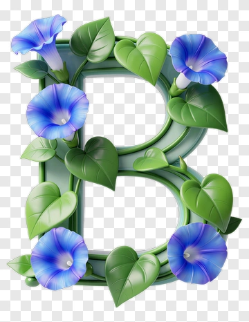 Floral Letter B With Morning Glory Flowers PNG