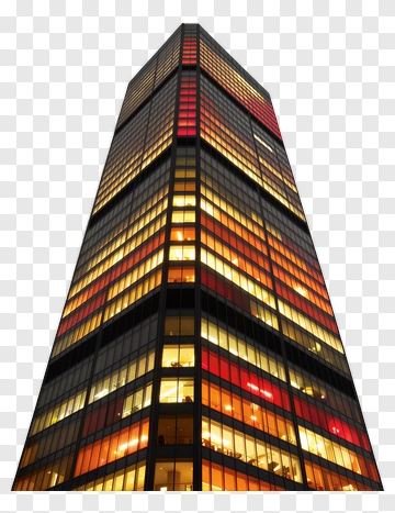 Modern Skyscraper With Illuminated Windows PNG