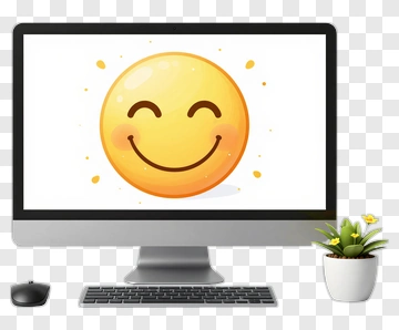 Happy Smiley Face On A Computer Monitor PNG