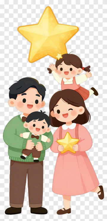 Happy Family Holding A Star PNG