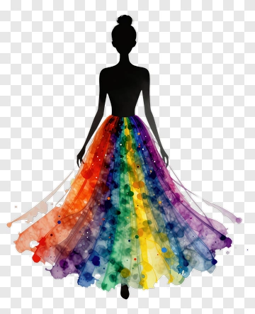 Silhouette Of A Woman In A Colorful Dress PNG