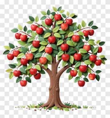Apple Tree With Red Apples PNG