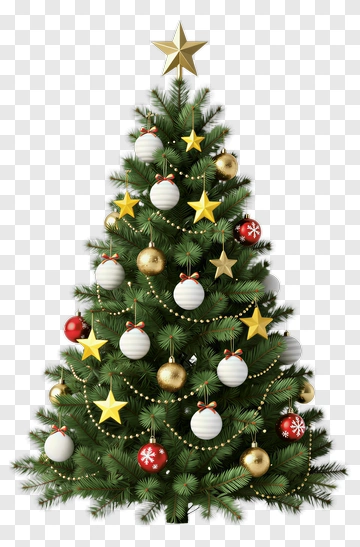 Christmas Tree With Ornaments And Star PNG
