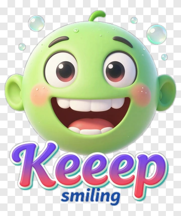 Cartoon Smiling Character With Keep Text PNG