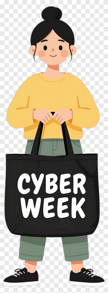Woman Holding A Cyber Week Tote Bag PNG