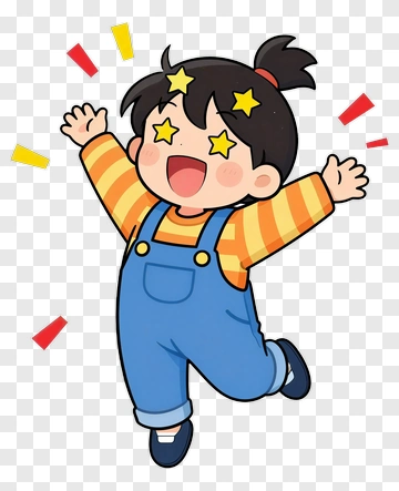Cartoon Child Jumping With Excitement PNG