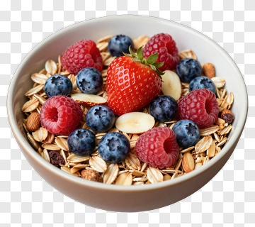 Bowl Of Oatmeal With Fresh Berries And Nuts PNG