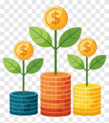 Growth Chart With Dollar Coin Plants PNG