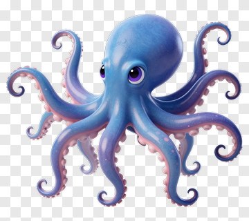 Cartoon Octopus With Big Eyes PNG