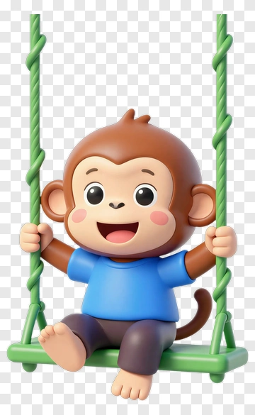 Cartoon Monkey On A Swing PNG