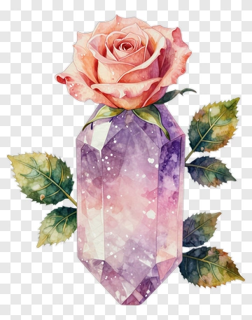 Watercolor Rose With A Crystal PNG