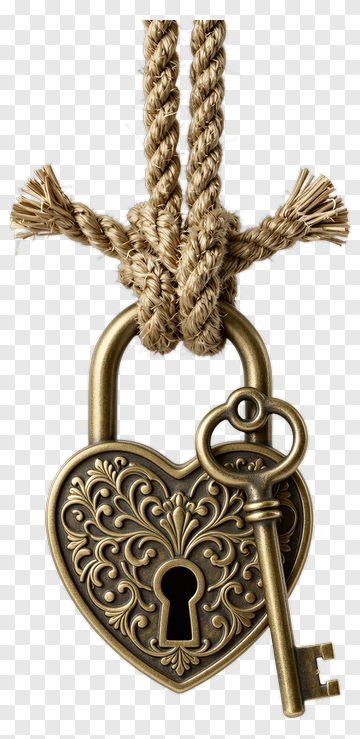 Heart-Shaped Lock With Key PNG