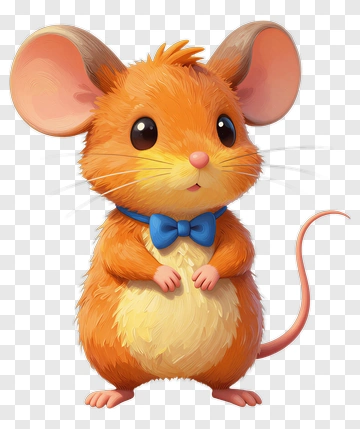 Cartoon Mouse With Blue Bow Tie PNG