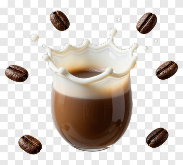Coffee With Milk Splashing In A Glass PNG