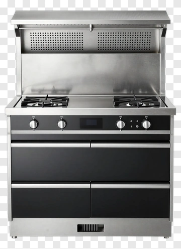 Modern Gas Stove With Four Burners PNG