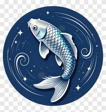 Stylized Fish Swimming In A Starry Background PNG