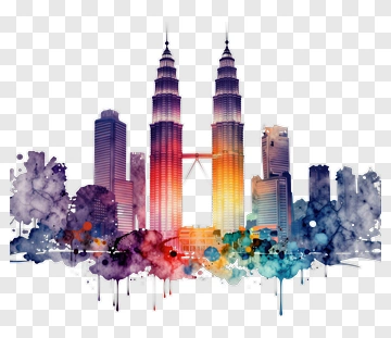Watercolor Petronas Towers In Kuala Lumpur PNG