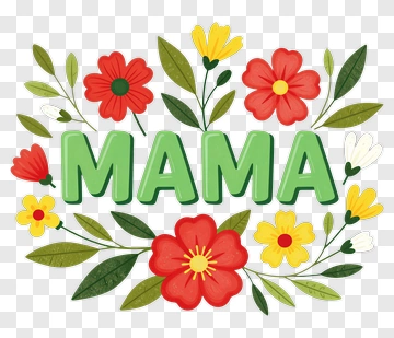 Floral Design With The Word Mama PNG