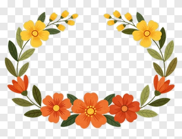 Colorful Floral Wreath PNG