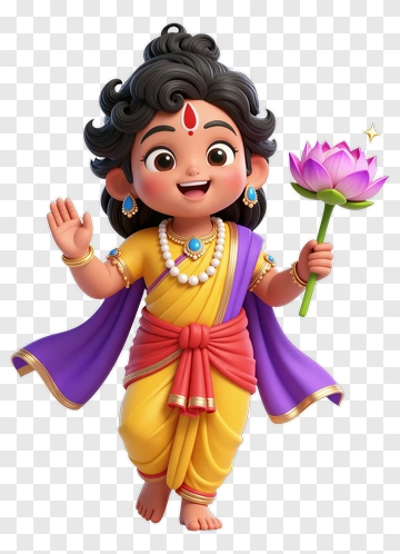 Cartoon Child Holding A Lotus Flower PNG