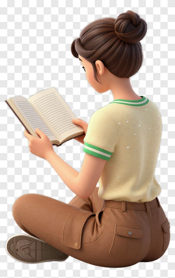 Girl Reading A Book PNG