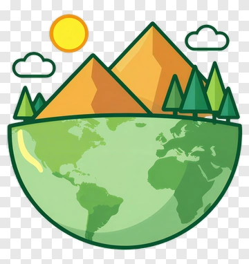 Colorful Earth With Mountains And Trees PNG