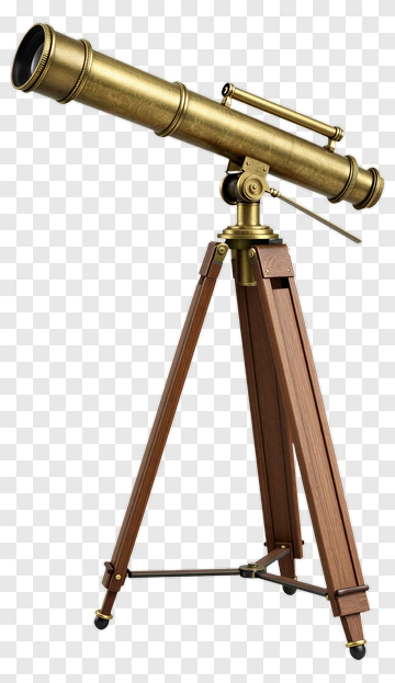 Vintage Telescope On Wooden Tripod PNG