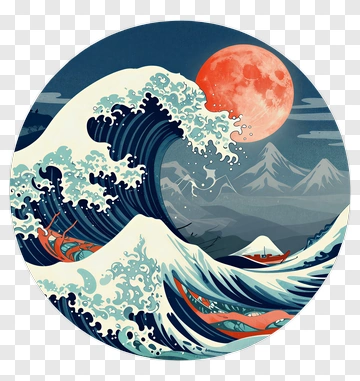 Waves And Moonlit Mountains PNG